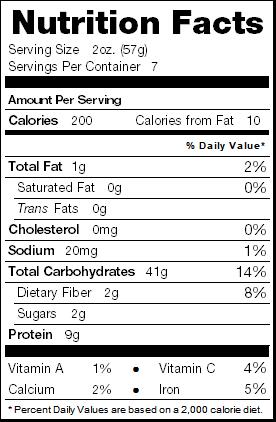 mrs millers homemade noodles nutrition facts