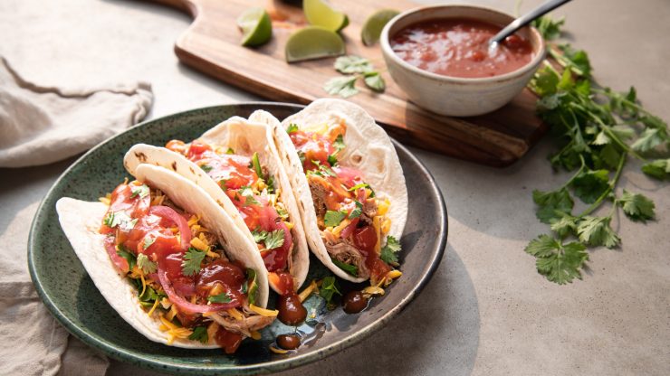 Pulled Pork Tacos with chunky mild salsa