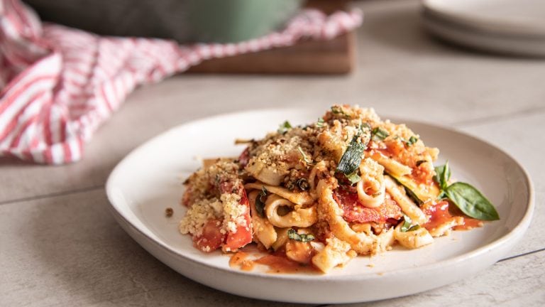 Tomato, Zucchini, and Noodle Casserole