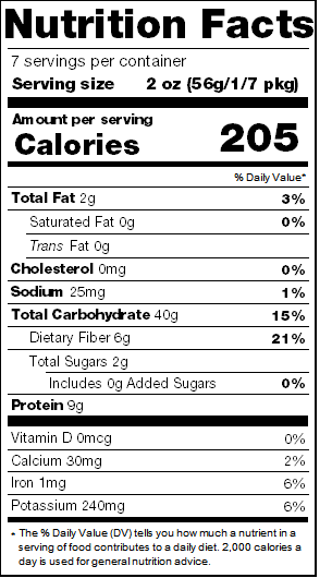 Nutrition facts for Whole Wheat Noodles, 14 oz
