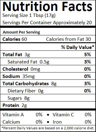Nutrition facts for Amish Peanut Butter Squeeze, 4 × 12 oz