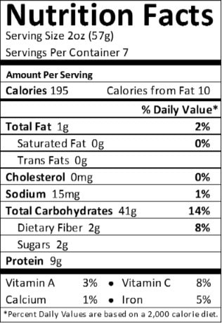Nutrition facts for Southwest Chili-Jalapeno Noodles, 14 oz
