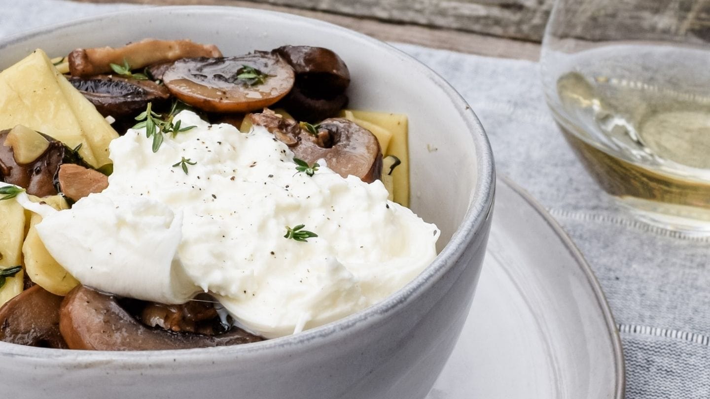 Herby Noodles in Wild Mushroom Butter Sauce